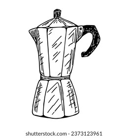 Moka pot hand draw vector illustration