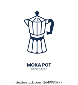 Ícone de maconha de moka. maconha, maconha, café, espresso, stovetop, cervejeiro, metal, cafeína. Ilustração de ícone de vetor