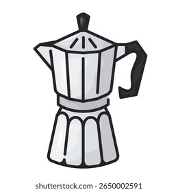 Ícone de maconha de moka. maconha, maconha, café, espresso, stovetop, cervejeiro, metal, cafeína. Ilustração de ícone de vetor
