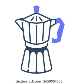 Ícone de maconha de moka. maconha, maconha, café, espresso, stovetop, cervejeiro, metal, cafeína. Ilustração de ícone de vetor