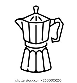 Ícone de maconha de moka. maconha, maconha, café, espresso, stovetop, cervejeiro, metal, cafeína. Ilustração de ícone de vetor