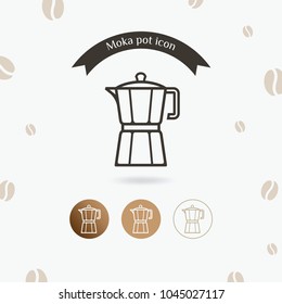 Moka pot icon. Coffee maker vector illustration, Italian coffee maker