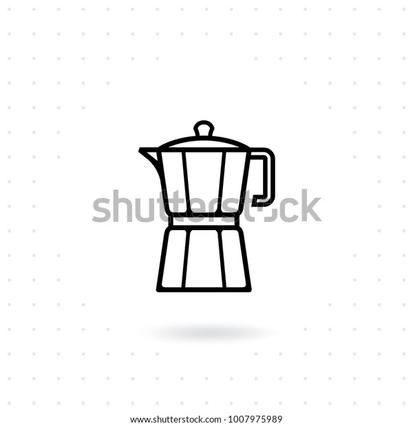 モカ鍋のアイコン コーヒーメーカーのベクターイラスト 線のスタイルのモカ鍋のアイコン 白い背景に平らなコーヒーメーカーのアイコン イタリアの コーヒーメーカー のベクター画像素材 ロイヤリティフリー