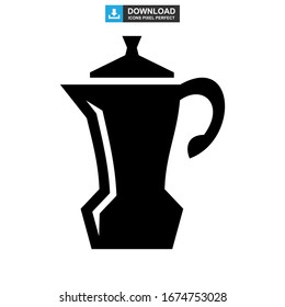 Icono o logotipo de la olla de moka símbolo de signo aislado ilustración vectorial de alta calidad estilo negro iconos vectoriales
