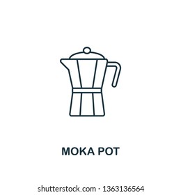 Moka Pot icon. Thin line symbol design from coffe shop icon collection. UI and UX. Creative simple moka pot icon for web and mobile.