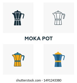 Moka Pot icon. Thin line symbol design from coffe shop icon collection. UI and UX. Creative simple moka pot icon for web and mobile.