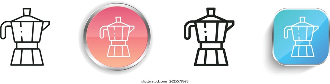moka pot icon. Thin Linear, Regular and Button Style Design Isolated On White Background