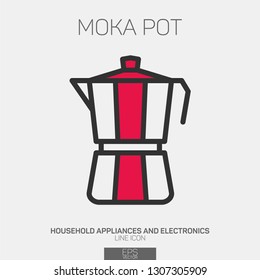 Moka pot line icon two colors