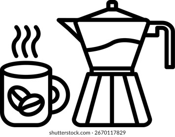 Moka pot Line Vector Icon Design
