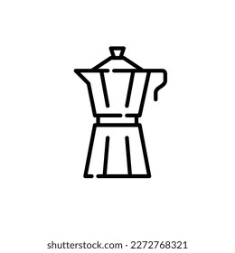 Moka pot. Stove-pot metal coffee maker for home brewing. Pixel perfect, editable stroke icon