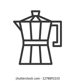 Moka pot vector, coffee related line design editable stroke icon