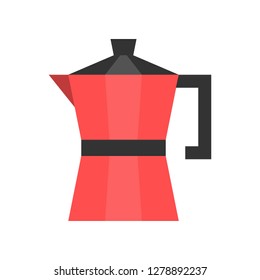 Moka pot vector, coffee related flat design icon