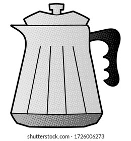 Moka pot vector design. digital hand drawn. comic style