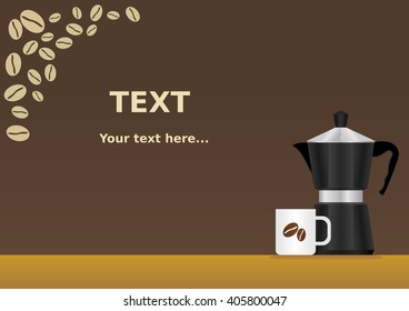 Mokapot Coffee Brewing Vector Illustration Text Background, Can be Used for Cafe Advertising