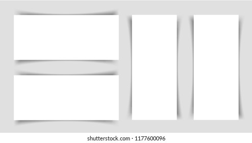 Mok-up of narrow horizontal and horizontal flyers with shadow on a gray background. Template for the presentation of banners, posters, postcards and invitations. Vector illustration.