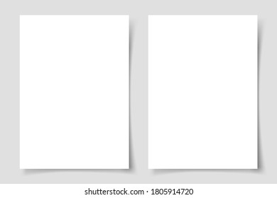 Mok-up of two vertical flyers of A4 format with shadow on a gray background. Template for the presentation of banners, posters, postcards and invitations. Vector illustration.