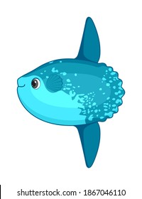 Mola mola fish on a white background. Cartoon style vector illustration