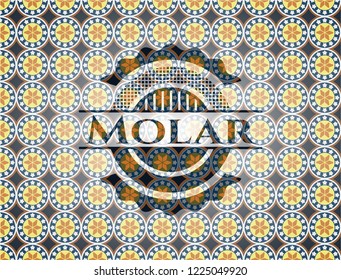 Molar arabic emblem background. Arabesque decoration.