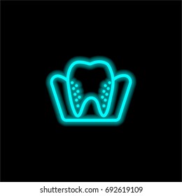 Molar blue glowing neon ui ux icon. Glowing sign logo vector
