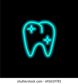 Molar blue glowing neon ui ux icon. Glowing sign logo vector