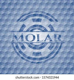 Molar blue hexagon emblem. Vector Illustration. Detailed.