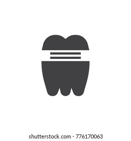 Molar crown icon vector, filled flat sign, solid pictogram isolated on white. Dental care symbol, logo illustration.