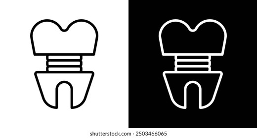 Molar crown thin line vector icon set.