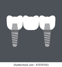 molar dental implant icon in flat style