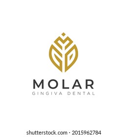 molar gingiva dental logo, abstract dental company with initial MGD vector