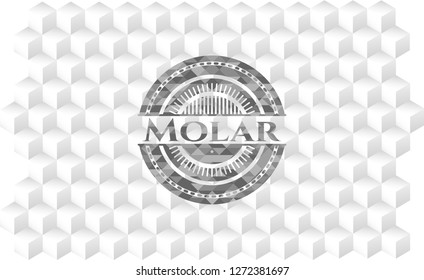 Molar grey emblem with cube white background