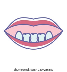 Molar Large Teeth Colorful Concept, Food Grind Tooth Vector Icon, Tooth and Lips Design