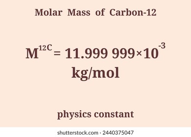 Molar Mass of Carbon-12 Constant. Physics constant. Education. Science. Vector illustration.