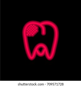 Molar red glowing neon ui ux icon. Glowing sign logo vector