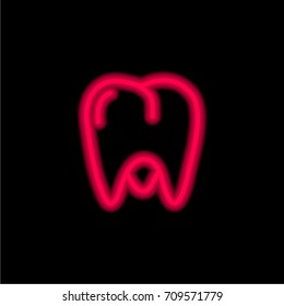 Molar red glowing neon ui ux icon. Glowing sign logo vector