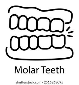 Ícone de dentes molares em estilo de linha 