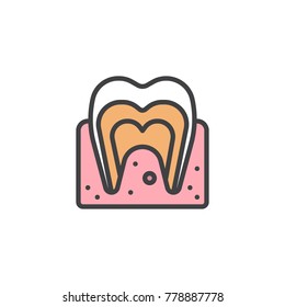 Molar tooth filled outline icon, line vector sign, linear colorful pictogram isolated on white. Dental care symbol, logo illustration. Pixel perfect vector graphics