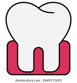 Dente molar preenchido contorno isolado no branco