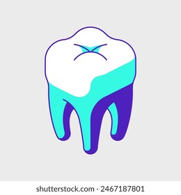 Molar tooth isometric vector icon illustration