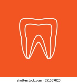 Molar tooth line icon for web, mobile and infographics. Vector dark grey icon isolated on light grey background.