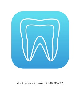 Molar tooth line icon for web, mobile and infographics. Vector white icon on the blue gradient square with rounded corners isolated on white background.