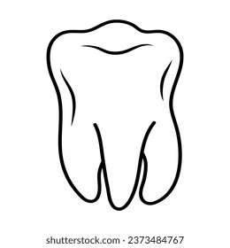 Molar tooth linear doodle icon. Tooth pain, gum problem, dental treatment, dental care, wisdom tooth, removal of a tooth concept.