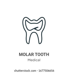 Molar tooth outline vector icon. Thin line black molar tooth icon, flat vector simple element illustration from editable medical concept isolated stroke on white background