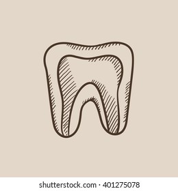 Molar tooth sketch icon.
