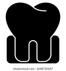 Ícone sólido de dente molar isolado no branco