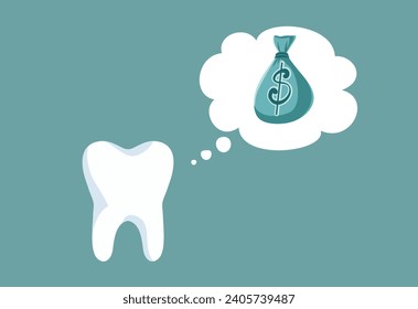 
Molar Tooth Thinking of a Money Bag Vector Cartoon Illustration. Wisdom Tooth Imagining a Stash of Cash Vector Cartoon Illustration
