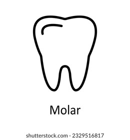 Ilustración de diseño de iconos del contorno del vector molar. Símbolo médico y de salud sobre fondo blanco archivo EPS 10
