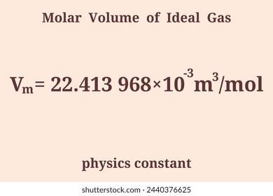 Molar Volume of Ideal Gas. Physics constant. Education. Science. Vector illustration.