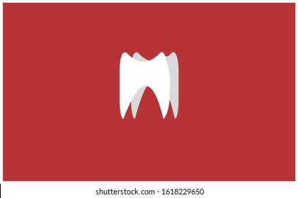 Molars vector in red background. This molars vector in 3d illustration. This molars illustration consist of two colours, white and grey