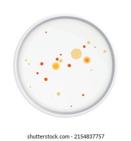 Mold fungus bacteria colony composition with isolated realistic image of laboratory plate with microbes vector illustration