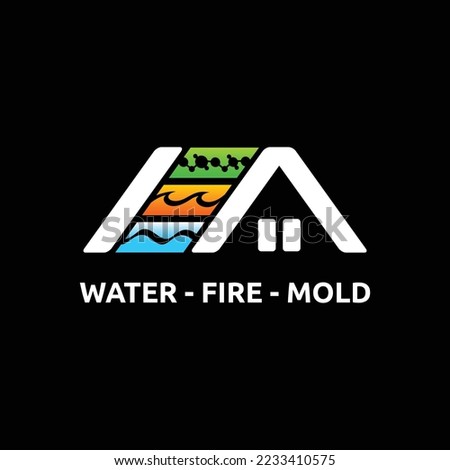 Mold home logo, water-fire-mold logo